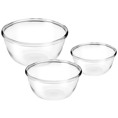 Pyrex Glass Mixing Bowl Set 3 Piece Black and White With Clear 