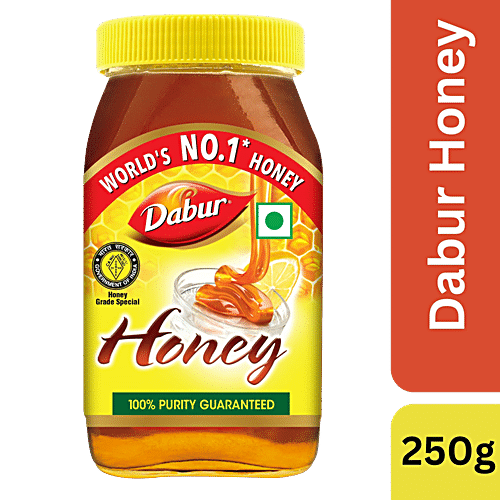 Dabur 100% Pure Honey - Worlds No.1 Honey Brand With No Sugar Adulteration,  250 g