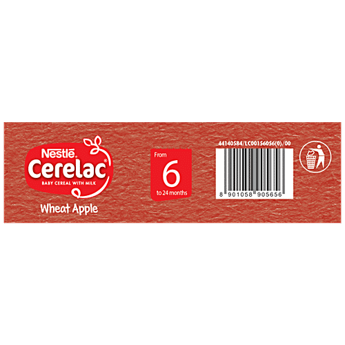 Nestle  Cerelac Baby Cereal - With Milk, Wheat Apple, From 6 To 24 Months, 350 g Bag-in-Box Rich in Iron