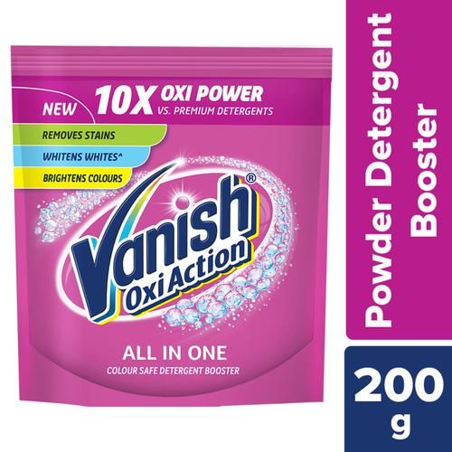 Vanish Oxi Action All In One Stain Remover Detergent Powder, 200 g  Removes Tough Stains and Brightens Colours, Powder Detergent Add On