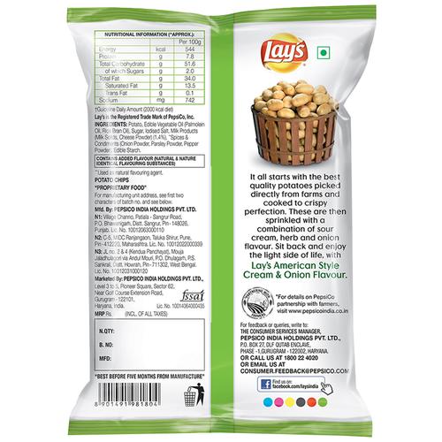 lays sour cream and onion nutrition facts