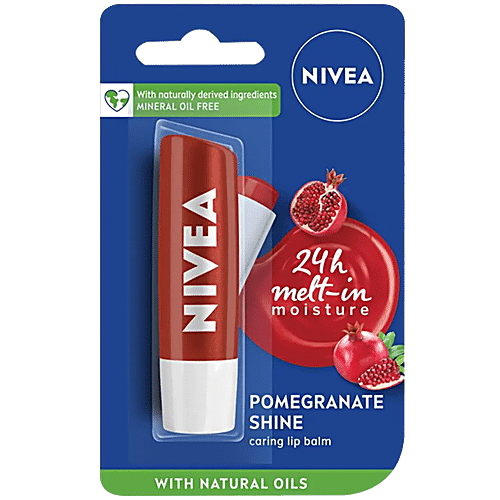 Buy NIVEA Pomegranate Shine Lip Balm - 24h Moisture With Natural Oils ...