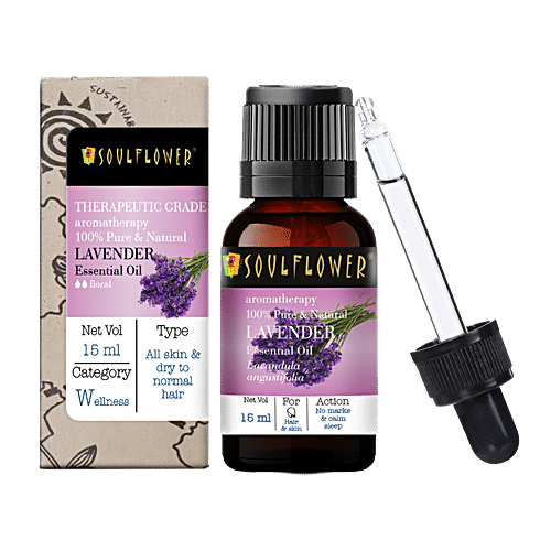 Soulflower Lavender Essential Oil For Face Sound Sleep Hair Growth Aromatherapy 100 Pure 15 ml