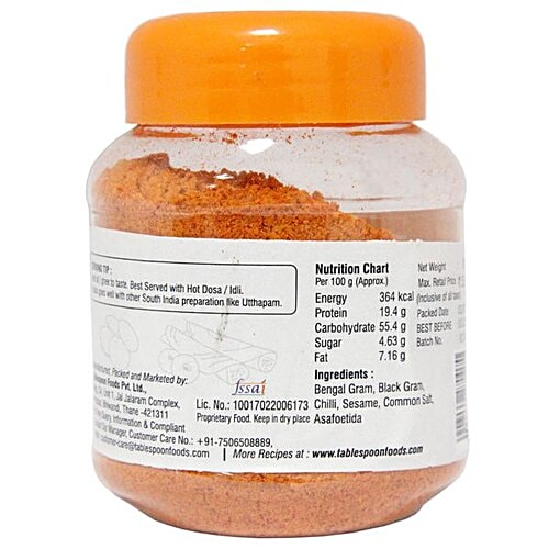 Buy Tablespoon Powder Molagapodi Dry Chutney 100 Gm Jar Online at the ...