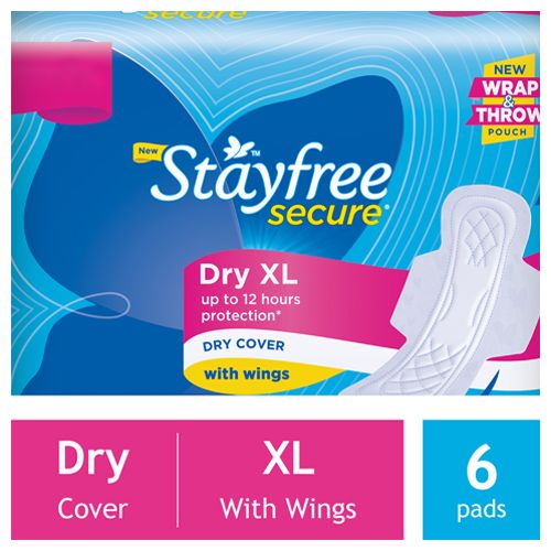 Buy Stayfree Sanitary Pads Secure Xl Dry Cover With Wings 6 Pads Online ...