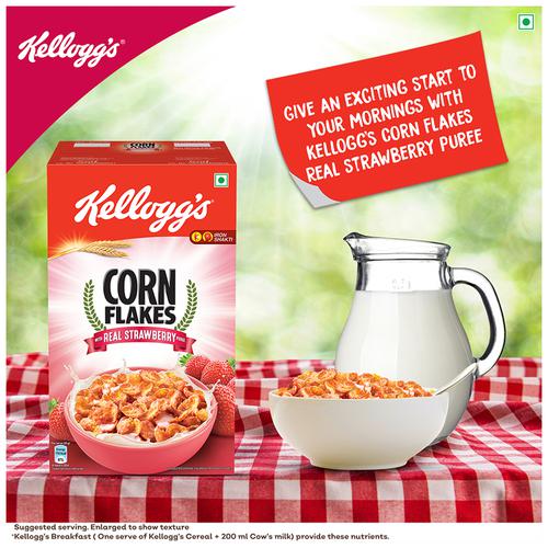 Kelloggs Corn Flakes With Real Strawberry Puree, 575 g  High in Vitamin C, High in Iron