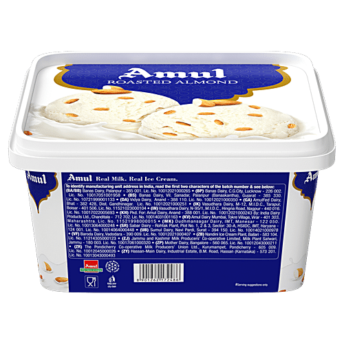 Buy Amul Real Ice Cream Roasted Almond 1 Lt Tub Online At Best Price of ...