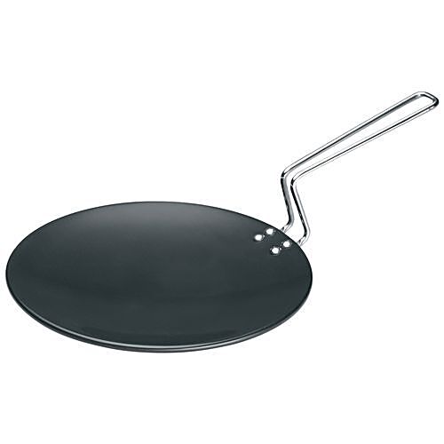 Futura Hard Anodised Concave Tava Griddle, 10-Inch, 4.88 with Steel Handle,  26 cm, Black