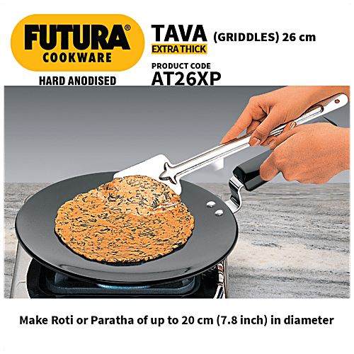 Hawkins Futura Hard Anodised Tawa, 26cm (L50), Diameter: 6 Inch