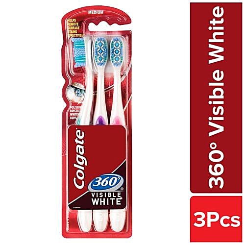 Buy Colgate Toothbrush - 360 Degree Visible White 2 pcs (Buy 2 Get 1 ...