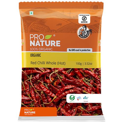 Buy Pro Nature Organic Red Chilli Whole Hot 100 Gm Pouch Online At Best 