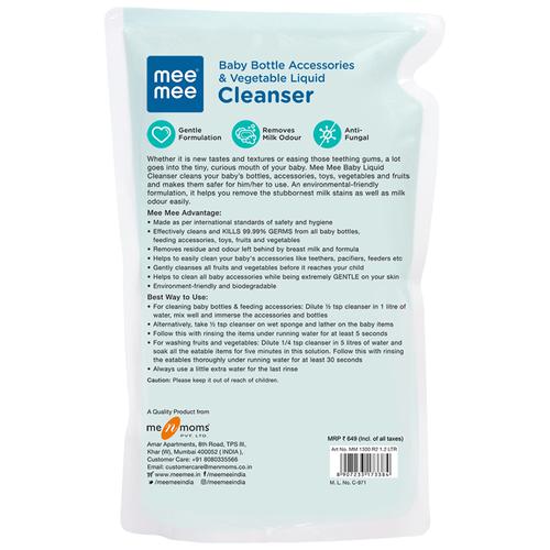 Mee Mee Anti-Bacterial Baby Liquid Cleanser | Kills 99.9% Germs | Feeding  Bottle Cleaner Liquid Bowls/Toys/Food/Accessories (500 ml - Bottle)