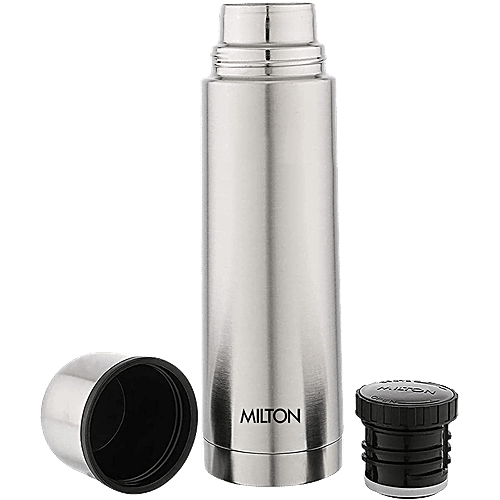 Milton Thermosteel Flip Lid Vacuum Flask & Mug Hot Cold Water Tea Bottle 1L