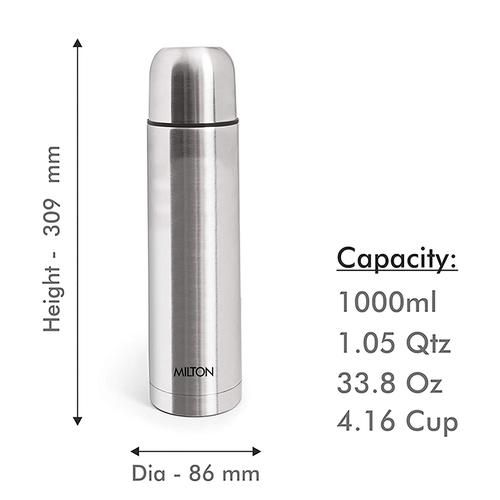 Milton Thermosteel Flip Lid 500, Double Walled Vacuum Insulated 500 Ml, 16  Oz