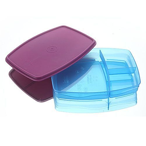 Tupperware Compartment Lunch Box 550 ml Purple and 1 l Green