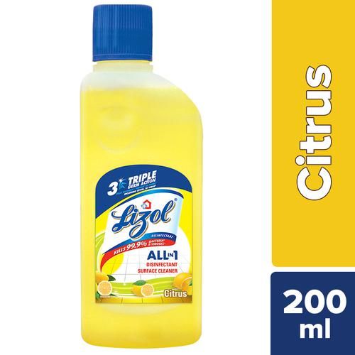 Lizol Disinfectant Surface & Floor Cleaner Liquid - Citrus, 200 ml