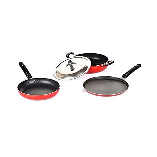 Buy Nirlon Induction Base Non-Stick Cookware Gift Set - Regal Purple, Dosa  Tawa 26 cm + Fry Pan 24 cm +Kadai with Glass Lid 24 cm Online at Best Price  of Rs 1499 - bigbasket