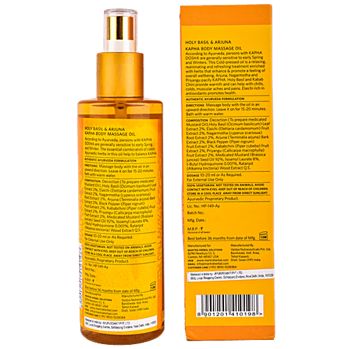 Mantra Herbal Holi Basil Arjuna Kapha Body Massage Oil Paraben Free 250 ml