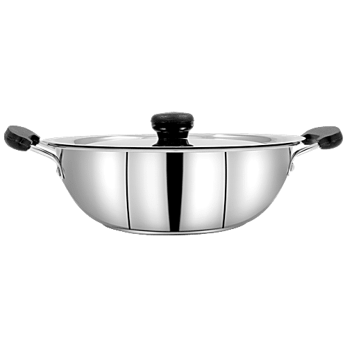 Buy Kitchen Essentials Tri Ply Stainless Steel Kadai - 3 Layer, With  Induction Base & Lid, 24 cm Online at Best Price of Rs 2199 - bigbasket