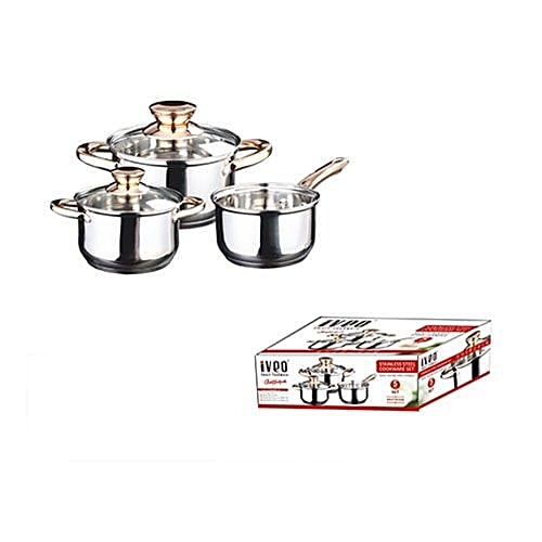 Buy Iveo Cookware Set With Gold Plated Ss Handle Classique