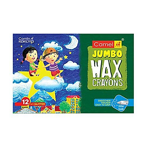 Buy Camlin Wax Crayons Jumbo 12 Shades 1 Glitter Free 1 Pc Online