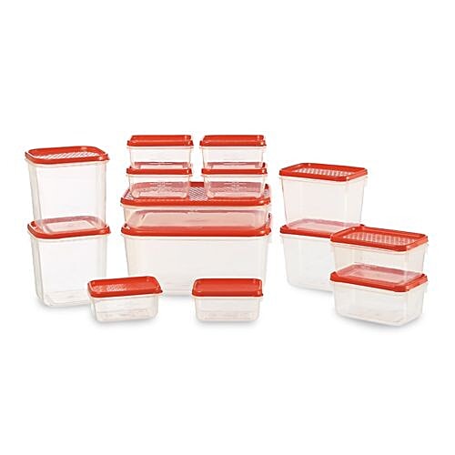 Buy All Time Polka Container - Red 5.8 ltr (Set of 14) Online at Best ...