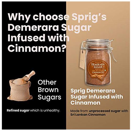 Sprig Demerara Cinnamon Sugar, 175 g Glass Jar Does not Contain Artificial Additives