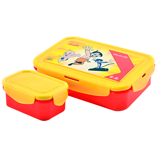 Buy Yellow Spark Chota Bheem Large Lunch Box With Container Fork Spoon ...