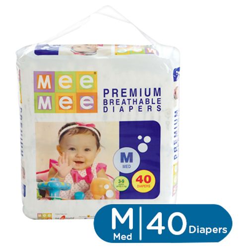 Buy Mee Mee Baby Premium Diapers Medium Size White 40 Pcs Online At ...
