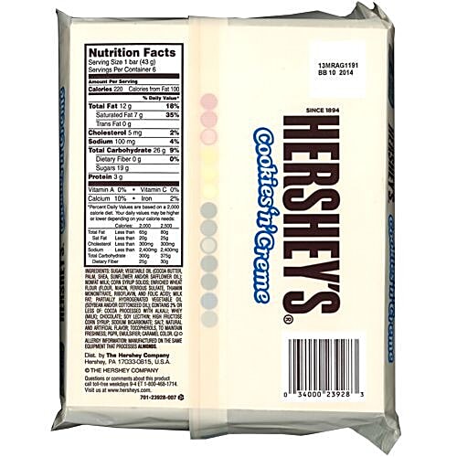 Buy Hersheys Milk Chocolate Bar Cookiesncreme 263 Gm Online At Best ...