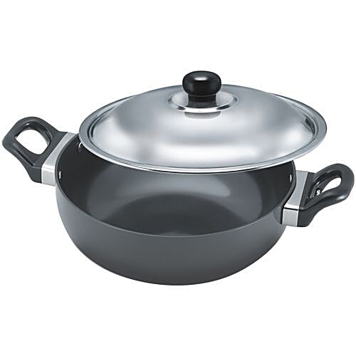 Buy Picasso Deep Kadai Non Stick Hard Anodized With Steel Lid 11 Inch ...