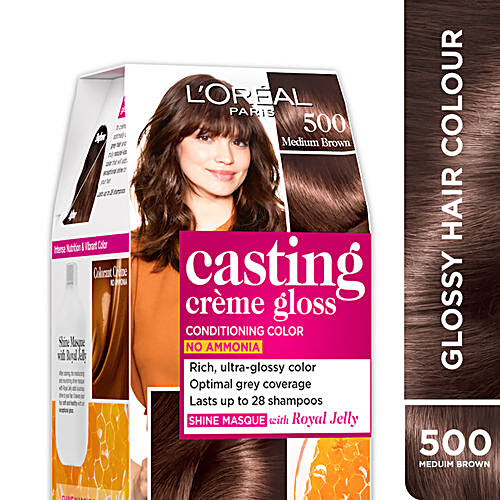 Buy Loreal Paris Casting Creme Gloss - 500 Medium Brown 87.5 gm + 72 ml ...