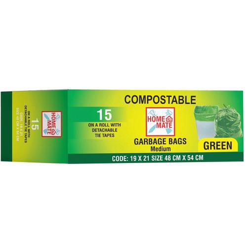 Clean India Bio-Degradable Garbage Bag 30 x 50 Inch - Plastic Dustbin Bag  in Green Color (1 Packet)