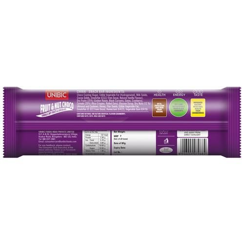 UNIBIC Snack Bar - Fruit & Nut, Choco, 30 g  Rich in Anti-Oxidants