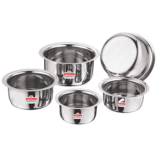 Buy Kitchen Essentials Stainless Steel Patila/Tope Set - Flat Bottom ...