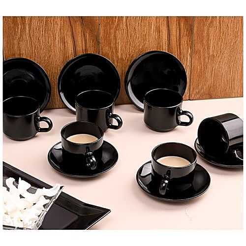 Buy Iveo Glass Pride Coffee Cup Saucer Set Black Online At Best Price Bigbasket