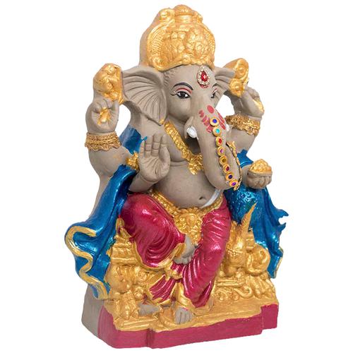 Buy SriRudra Ganesh Idol Eco friendly right trunk 9 inch Painted Online ...