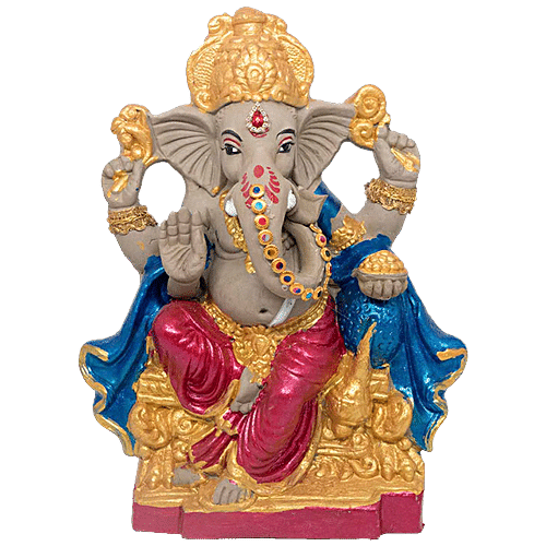 Buy SriRudra Ganesh Idol Eco friendly right trunk 23 cm Painted Online ...