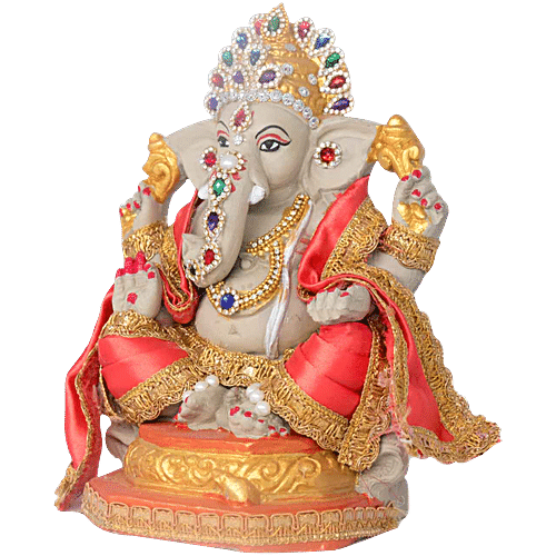 Buy SriRudra Ganesh-Ganapathi Idol Eco friendly right trunk 20 cm ...