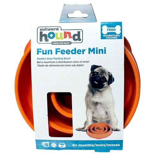 Outward Hound Fun Feeder Slow Feed Dog Bowl Orange Mini