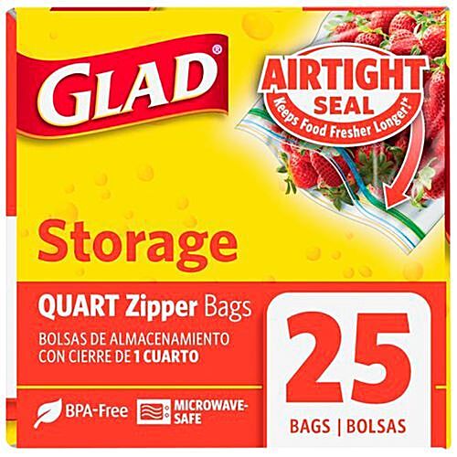 Buy Glad Freezer Quart Zipper Bags - Medium Online at Best Price of Rs 350  - bigbasket