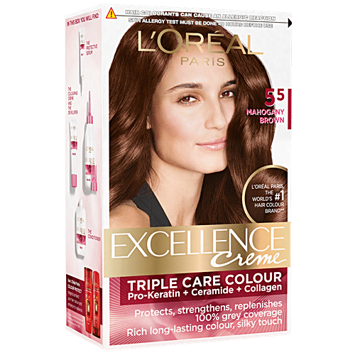 Loreal Paris Excellence Creme Hair Color 72 Ml 100 G 5 5 Mahogany Brown