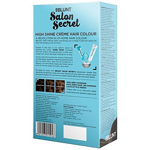 Bblunt Mini Salon Secret High Shine Creme Hair Colour Chocolate Dark Brown 3 40 Gm 2 Ml 40gm 2 Ml