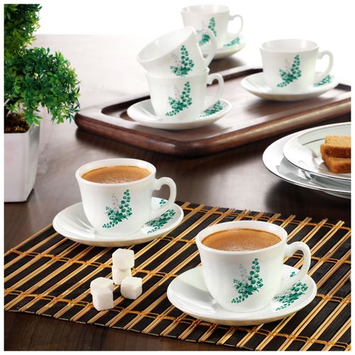 Buy Cello Opalware Tea/Coffee Cup Saucer (set of 12pcs) 130ml Online at  Best Prices in India - JioMart.