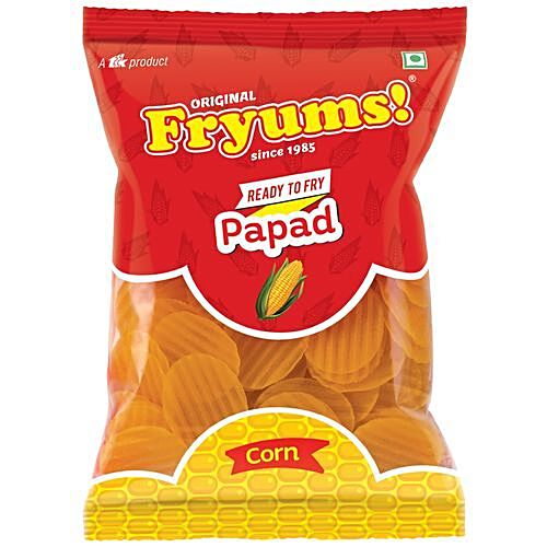 Fryums Original Ready To Fry Corn Papad, 150 g Pouch 