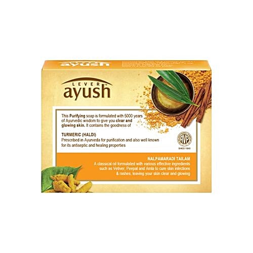 Buy Lever Ayush Purifying Turmeric Soap, For Clear, Glowing Skin ...