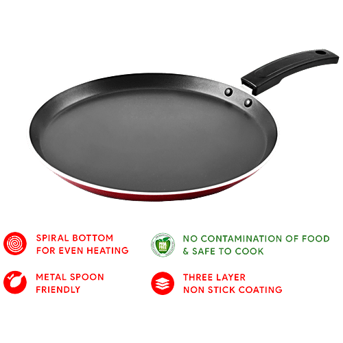 Buy Kitchen Essentials Stainless Steel Non-Stick Tawa - 3 Layer Coating,  Induction Base, 28 cm, Bakelite Handle Online at Best Price of Rs 499 -  bigbasket