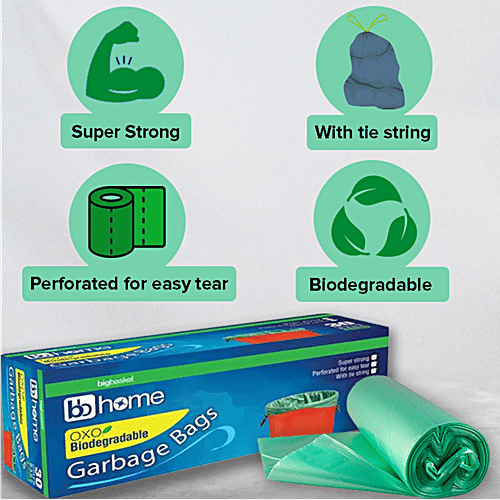 Buy BB Home Oxo-Biodegradable Garbage Bags - Jumbo, Blue, 91x112 cm Online  at Best Price of Rs 387 - bigbasket