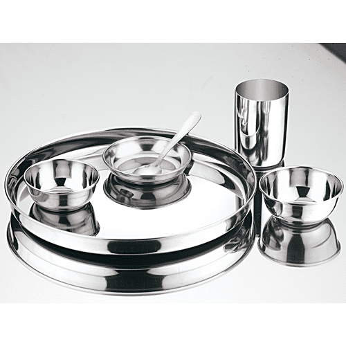 Buy Kitchen Essentials Stainless Steel Dinner Set Mirror Finish