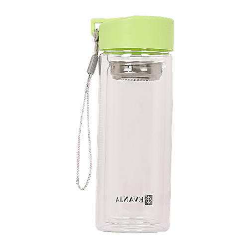 Buy DP Double Walled Glass Water Bottle With Green Cap - BB1241GRN ...